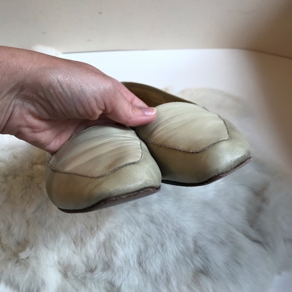 Vintage Leather Flats 8M Tan Taupe square toe - Picture 5 of 12